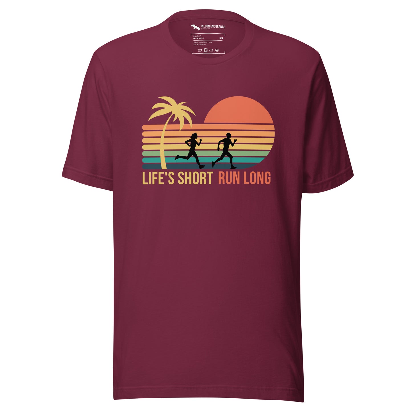 "Life's short, Run long" Unisex short sleeve t-shirt