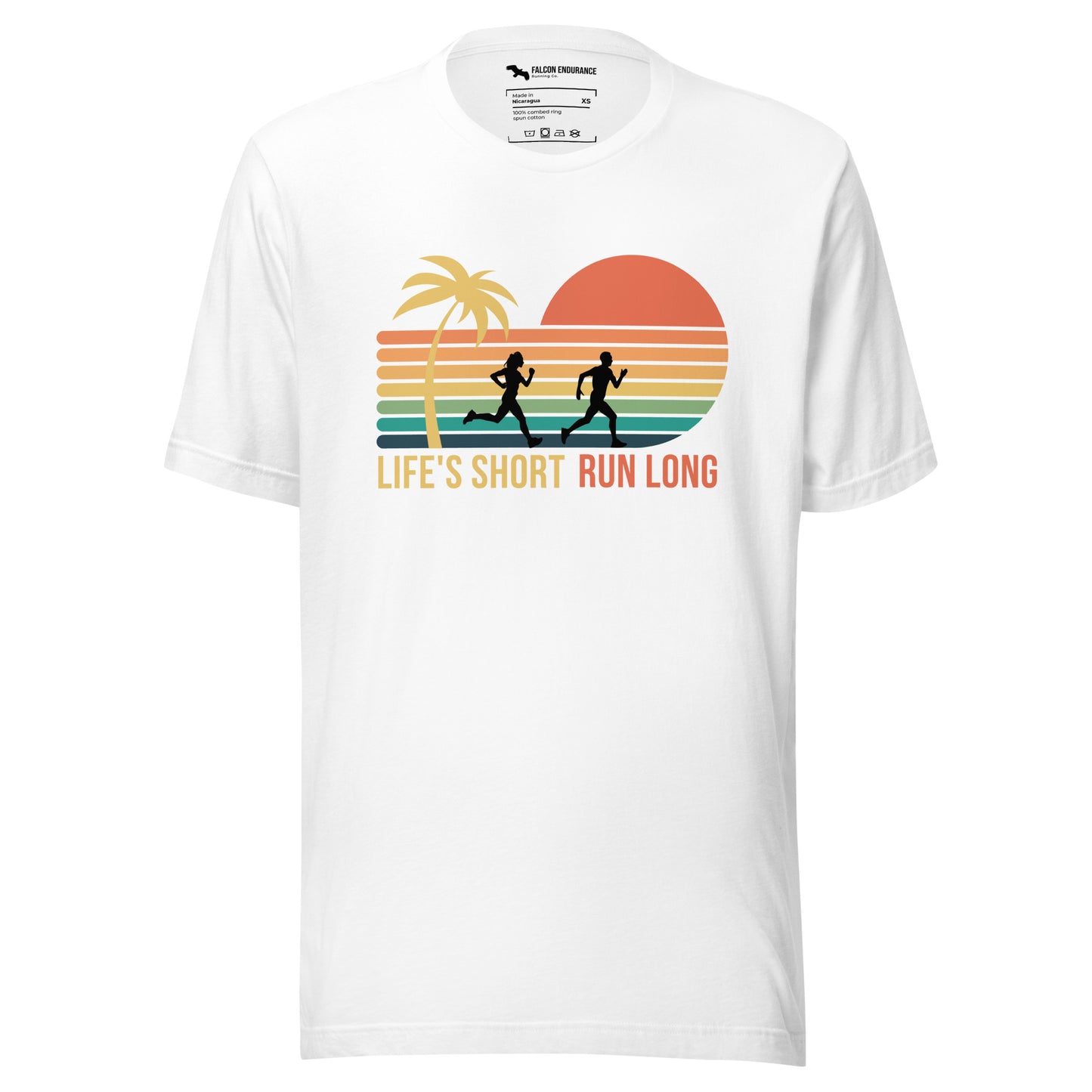 "Life's short, Run long" Unisex short sleeve t-shirt